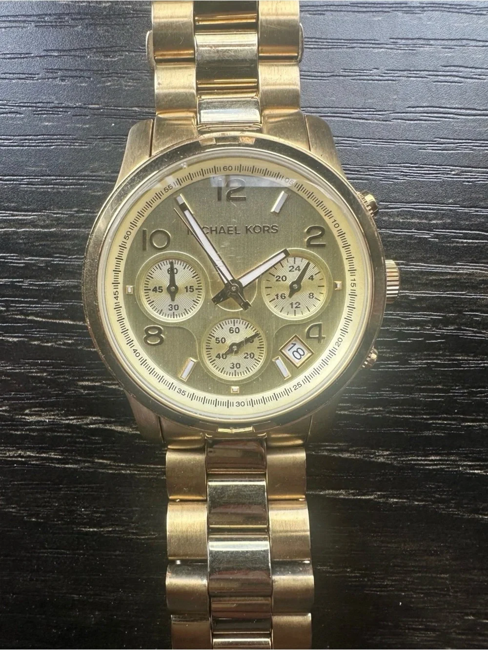 Michael Kors Runway MK5055 Women’s Gold-Tone Stainless Steel Chronograph Watch